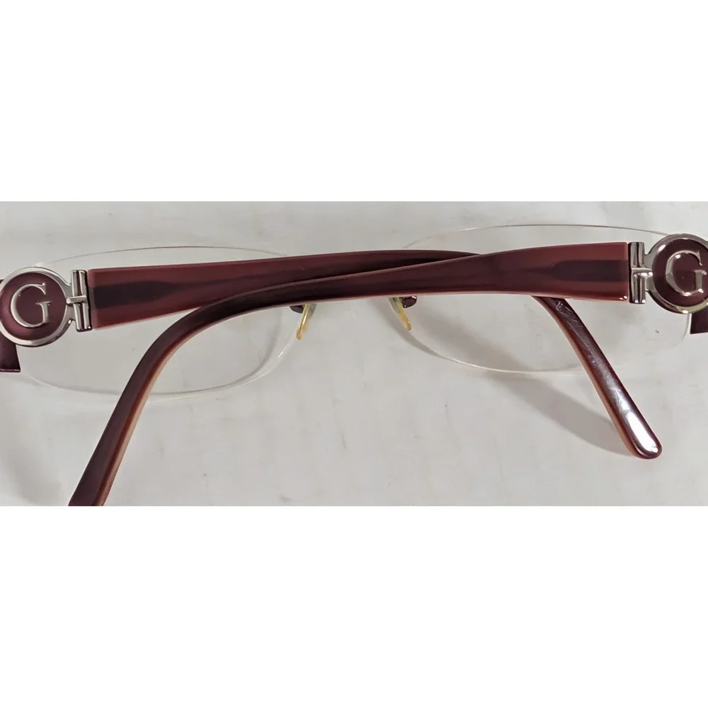 GUESS GU 1654 Women's Rimless Eyeglasses Brown Burgundy Frame Clear Lenses Case